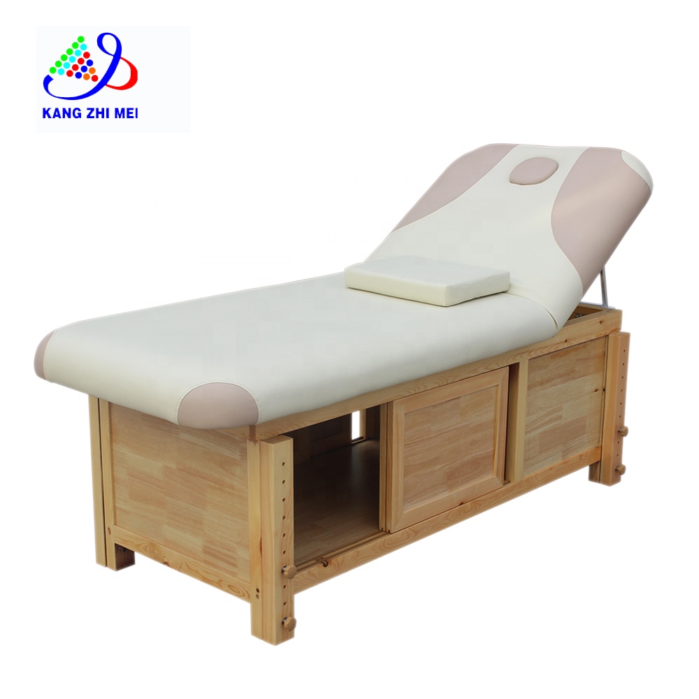 Table de traitement de thérapie de massage thaï Spa lit facial avec rangement